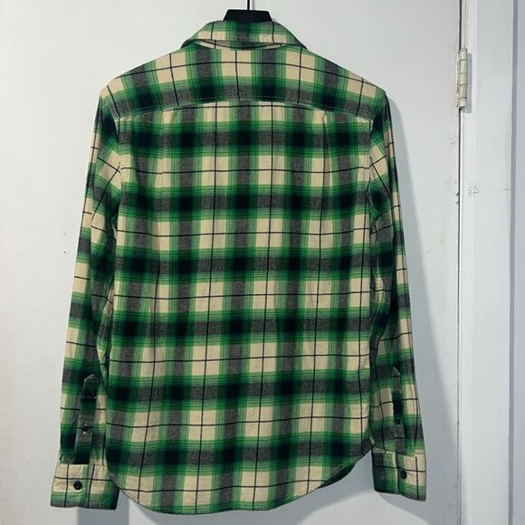 AMERICAN EAGLE Green Plaid Flannel Shirt-S - Picture 4 of 9